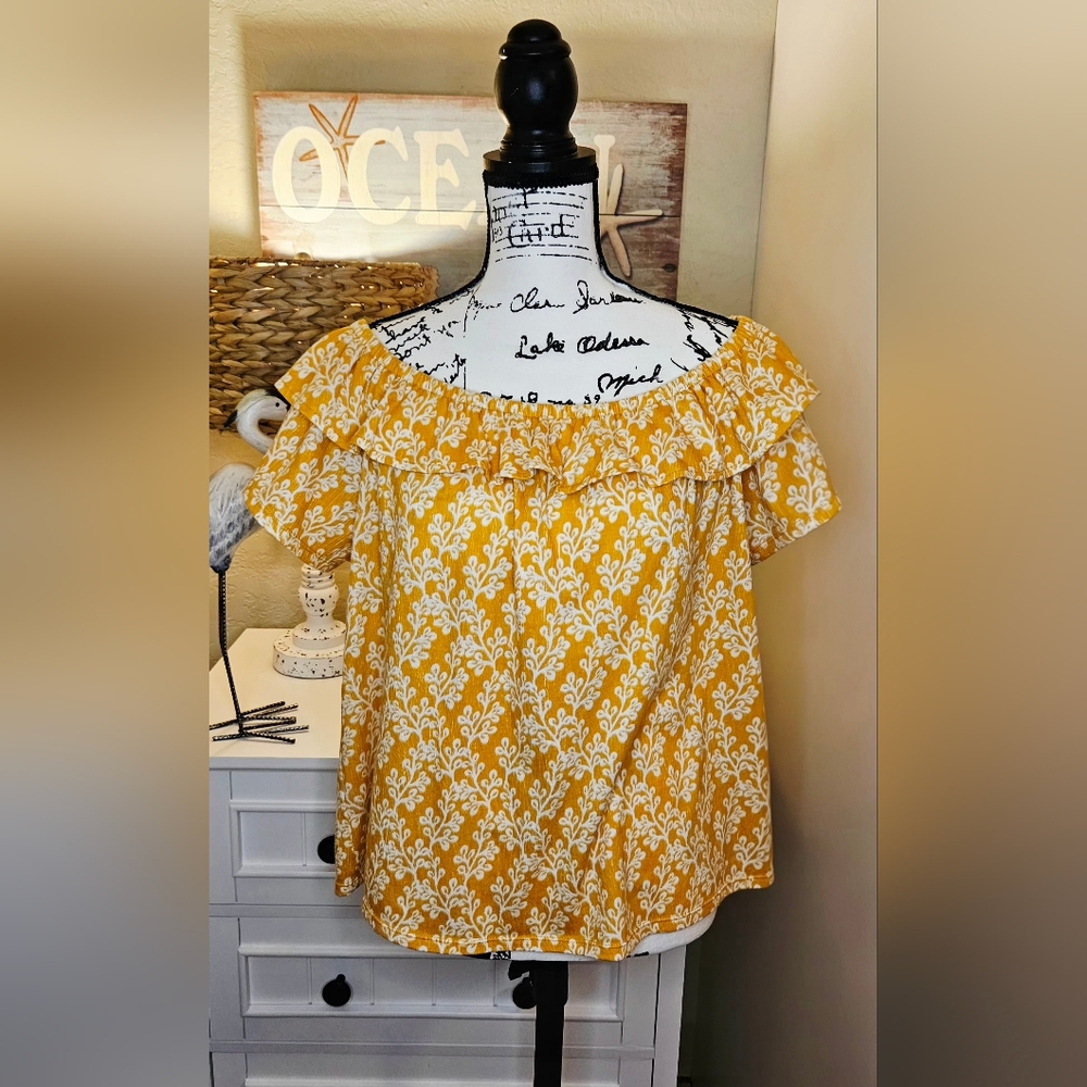LOFT Yellow Floral Off-Shoulder Blouse